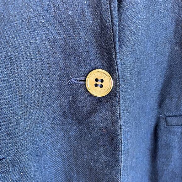 Tommy Hilfiger Sz L Linen Blend Navy Single Breasted Lightweight Blazer Relaxed - Picture 13 of 16